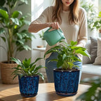 Ceramic Pots for Plants, 8+6 inch Plant Pots with Drainages Holes & Saucers - Image 5