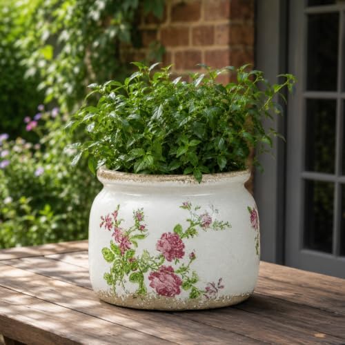 Dosayes Large Flower Pot, 7.28" Vintage Ceramic Pot of Indoor Plant - Image 4