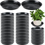 50 Packs 12 Inches Large Plant Saucers for Indoor Outdoor Use Heavy Duty Plastic Plant Plate Dish for Planter Bulk Round Flower Pot Drip Trays to Catch Water 4 to 20 Inch, Black by Planterhoma