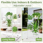 iDavosic.ly Plant Stand Indoor Outdoor, 4 Tier Metal Corner Shelf, White - Image 6