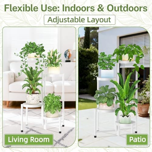 iDavosic.ly Plant Stand Indoor Outdoor, 4 Tier Metal Corner Shelf, White - Image 6