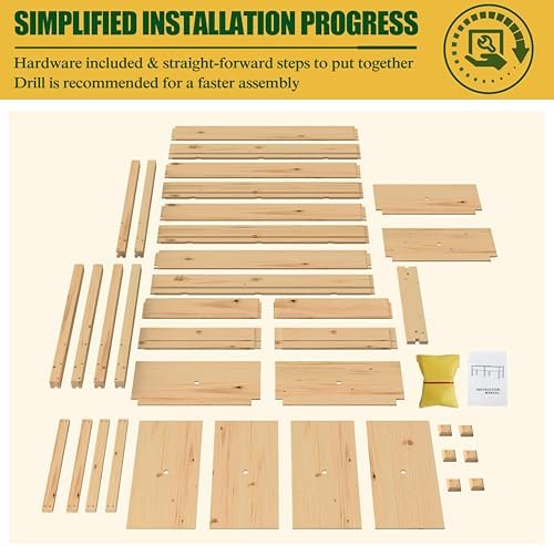 BlueWish 72''L x 23''W x 30''H Outdoor Cedar Garden Bed, 2x6 FT Raised Garden Bed with 8 Drainage Holes & 6 Legs, Elevated Planter Boxes for Gardening, Vegetable, Flower, 661lbs Capacity, Natural - Image 3