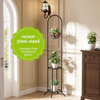 BMOSU Plant Stand with Hooks Indoor Outdoor Corner Tall Plant Stand Heavy-Duty Metal 3-Tier Plant Shelf Holder Rack for Patio Garden Balcony Living Room Bedroom(circular Black) - Image 5