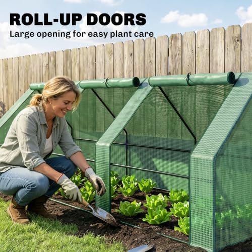 Outsunny 9' x 3' x 3' Mini Greenhouse Portable with Zippered Doors Green - Image 4