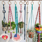 Set of 3 Macrame Plant Hanger | Disco ball decor Hanging planters for indoor plants Cool gifts for plant lovers Boho plant pots plant stand indoor Hanging planters for outdoor plants (Cafe Latte) - Image 5