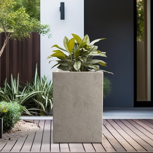 Kante Accent Tall Square Weathered Concrete Planter 16" H, Outdoor - Image 6