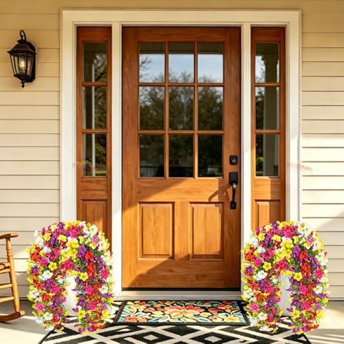 Artificial Hanging Flowers for Outdoors, 6 PCS 414 Blooms UV Resistant Faux Silk Morning Glory Hanging Vines for Porch Balcony Window Box Patio Garden Decor, Multicolor - Image 6
