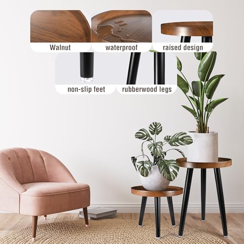 KGPLOME Indoor Plant Stand,Tall Stand with Raised Design(Walnut,12x18 in) - Image 5