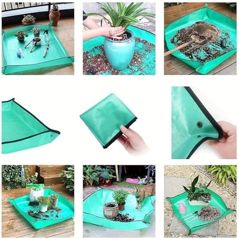 2 PCS Waterproof Plant Repotting Mat - Foldable Portable for Indoor Succulents Easy Soil Change Watering Pad(100cmx75cm) - Image 3
