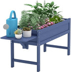 HDPE Raised Garden Bed with Legs, 49x21x27in All-Weather Heavy Duty Planter Box, Outdoor Elevated Garden Bed for Seeds, Herb, Flower, Vegetable (Navy Blue) by BIVODA