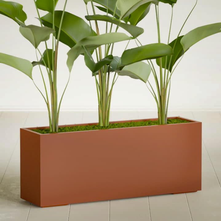 Greenline Leo Tall Rectangular Fiberglass Planter, Outdoor Planter Box - Image 2