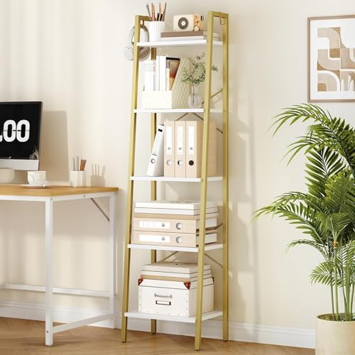 Hzuaneri Ladder Shelf, Bookshelf, Freestanding Corner Storage Shelf by Hzuaneri