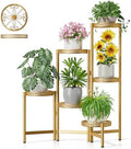 Metal Gold Plant Stand Indoor Outdoor, 6 Tier Tall Flower Pot Holder Potted Display Rack Shelf, Heavy Duty Corner Plant Shelf for Patio Garden Balcony Living Room Bedroom - GoldS by Unknown