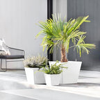 Ecopots Rotterdam Square Flower Planter, Pure White, 12" - Image 3