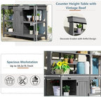 Solid Fir Wood Potting Bench Table - Large Garden Workstation with 2 Drawers, Storage Cabinet & 4-Tier Open Shelves, Heavy Duty Outdoor Prep Table with Anti-Falling Safety Device - Image 5