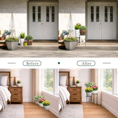 N.B.Y. 3 Tier Metal Plant Stand Indoor Outdoor Fold Waterproof Flower Plant Fit For Garden Balcony Patio Living Room Balcony Office Yard - Image 6