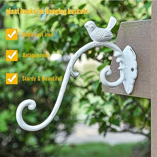 Sungmor Cast Iron Plant Hanger Wall Hooks - Bird Shape & White & 2PC - Image 5