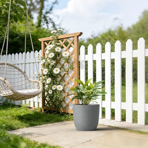 Kante Small Round Curved Pale Gray Concrete Planter 13.3" Dia, Outdoor - Image 6