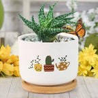 DreamAutumn Plants Ceramic Flower Pots Set of 3,Gardening Plant Pot with Drainage Holes and Saucers Round Ceramic Pots for Indoor Plants Succulent Herbs Cactus Pots by DreamAutumn