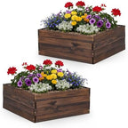 GIANTEX Wooden Raised Garden Bed Set 2, 23" x 23" Square Fir Wood Planter Box with Open-Ended Base for Vegetables Flowers Herb, Indoor Outdoor Elevated Planter Container for Patio Yard Garden Balcony by Giantex