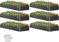 YITAHOME 6pcs 12x4x1 ft Galvanized Raised Garden Bed Kit, Large Metal Planter Box with Gloves, Safety Rubber & Support Rod, Outdoor Flower Bed for Plants Vegetables, Black by YITAHOME