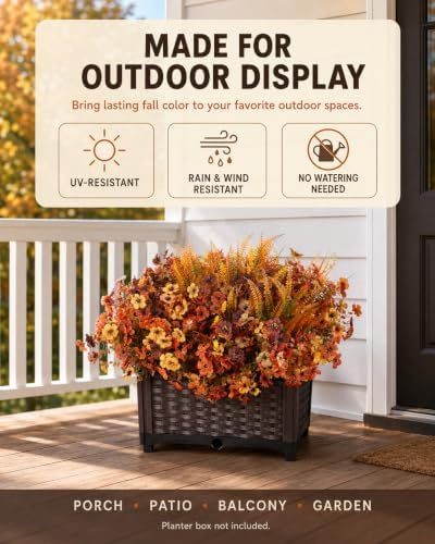 JAKY-Global 20 Stems Faux Fall Flowers for Outdoor Planters,Full & Layered - Image 4