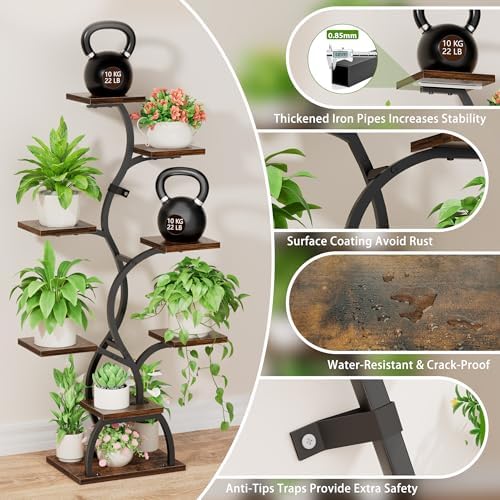 Plant Stand Indoor with Grow Light - 8 Tiered Corner Plant Shelf Indoor - Image 6
