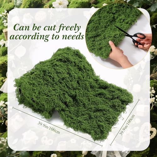 2 Artificial Moss Mat Roll for Wonderland Party, 39 x 39 Inch, Green - Image 2