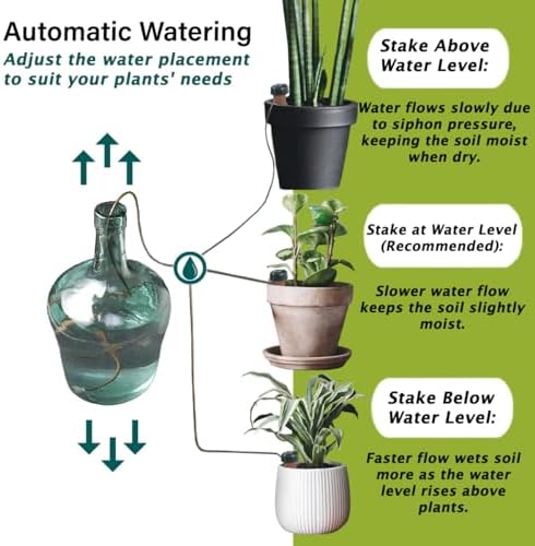 Blumat Classic Self-Watering Stakes - Prevents Overwatering and Underwatering for Healthy Growth While You are Away - Ideal for Indoor Plant Watering, 15 Pack, wo Adapter - Image 4