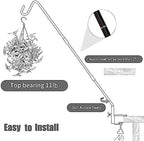 Juegoal 2 Pack Heavy Duty Deck Hook with 2 Inch Non Slip Clamp, 25 or 36 Inch Extended Reach Deck Hook, Adjustable Rail Pole Plant Bracket for Hanging Bird Feeder, Suet Baskets, Lanterns, Wind Chimes - Image 5