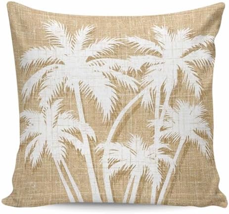 Throw Pillow 18x18 Inch, Tropical Palm Tree Waterproof Outdoor Pillow Covers for Patio with Insert, Vintage Tan Exotic Botanical Plants Decorative Pillowcase Cushion for Couch, Sofa, Bed, Garden by Unknown