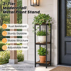 TOSKING 3-Tier Tall & Wide Metal Plant Stand Indoor, 41-Inch, Brown & Black - Image 2
