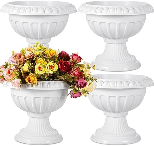 Zhehao 4 Pcs Plastic Urn Planters 12 x 10 Inch Urn Planters for Outdoor by Zhehao