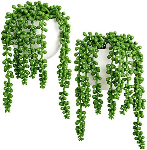 Dahey Mini Macrame Plant Car Accessories and Wall Planters with Fake String of Pearls Plant for Plant Lover Indoor Garden Office Decor - Image 5