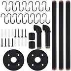 TLBTEK 50 inch Black Pipe Pot Bar Rack Wall Mounted Detachable Pans Hanging Rail Kitchen Lids Utensils Hanger Holders with 15 S Hooks - Image 7