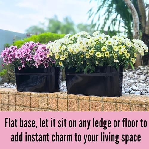 LaLaGreen Large Rail Planter (17 in, 4 Pack) Black Metal Balcony Fence Pots - Image 7