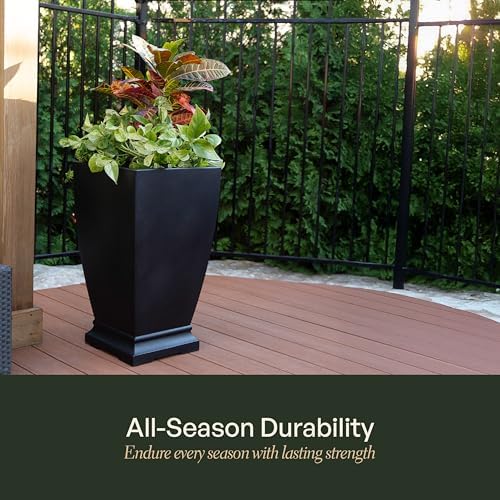 Mayne Acadia 28in Self-Watering Tall Square Planter, Black - Image 6