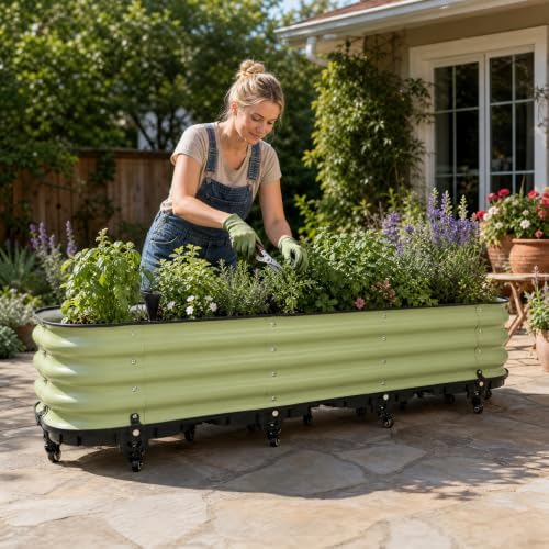 Aoodor 63x16.5 Rolling Raised Garden Bed, Self Watering Planter Box - Image 2