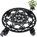 Skelang Cast Iron Plant Caddy 13 Inches, Rolling Plant Stand with Locking Wheels, Plant Pot Trolley for Moving and Supporting Heavy Duty Plants, Load Capacity 400 Lbs by Skelang