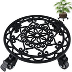 Skelang Cast Iron Plant Caddy 13 Inches, Rolling Plant Stand with Locking Wheels, Plant Pot Trolley for Moving and Supporting Heavy Duty Plants, Load Capacity 400 Lbs by Skelang