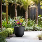 Kante Large Round Bowl Black Concrete Planter 18" Dia, Outdoor - Image 6