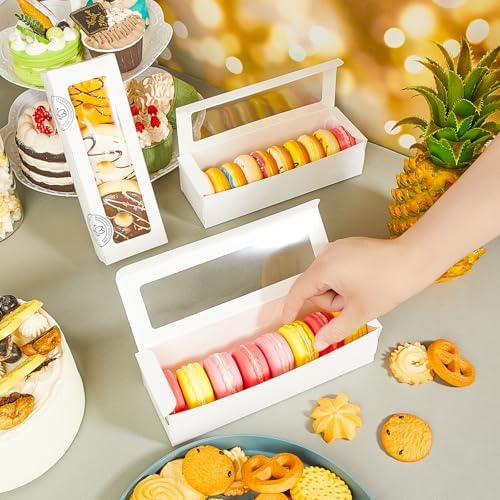 Sherr 150 Pcs White Macaron Boxes with Window, 7.7x2.6x2 Inch - Image 6