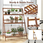 DREAMADE 3-Tier Bamboo Plant Stand, Ladder Plant Shelf - Image 3
