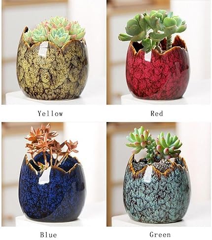 YYW Succulent Pots, 4 Pack Ceramic Planters with Drainage Hole, Garden Pots - Image 4