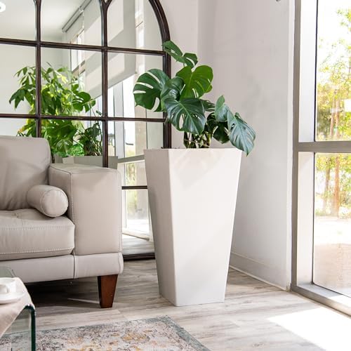 XBrand 30-Inch Tall Tapered Indoor and Outdoor, White Planter - Image 2