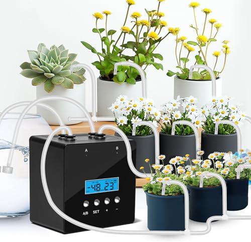 Plant Watering Devices, 20 Potted Indoor Houseplants Support, Plant Watering Devices, Auto Drip Irrigation Kit Programmable Water Timer by RUNWUSHENG