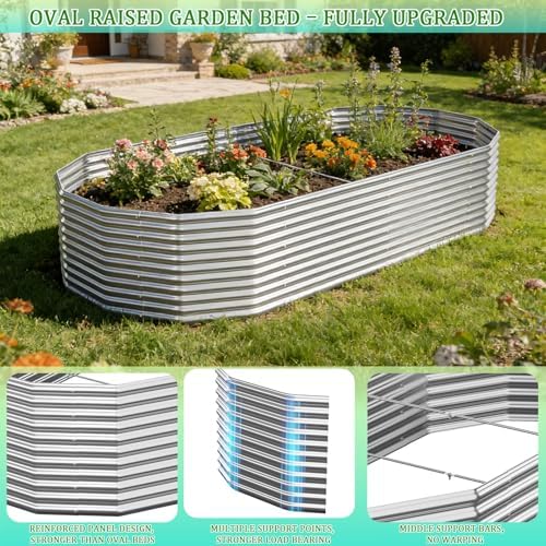 Raised Garden Bed Outdoor Upgrade Oval 2 Pack Tall 8x4FT, Galvanized Metal Garden Beds to Grow More in the Same Space, Raised Beds for Gardening Vegetables & Flowers Reinforced Design - Image 5