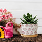 Mughal Flower Ceramic Planters Pink Flower Planters for Indoor Plants with Drainage Holes and Saucers Pot for Indoor Outdoor Garden - Image 5