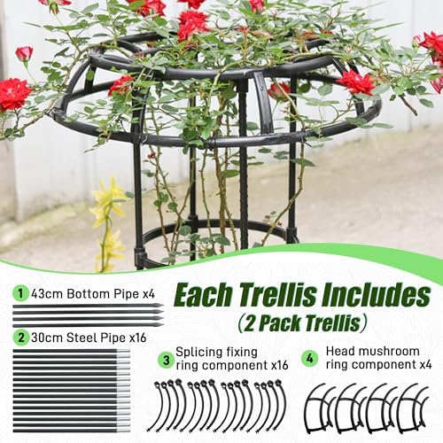 Quibbay 65 Inch Mushroom Top Garden Trellis for Climbing Plants, 1 Pack - Image 4