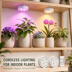 Rechargeable Grow Lights for Indoor Plants, 4000mAh Full Spectrum Wireless Magnetic Puck Grow Lights with Remote Control, Timer, Stepless Dimming and Type-C Charging for Plant Shelf and Flowers - Image 2